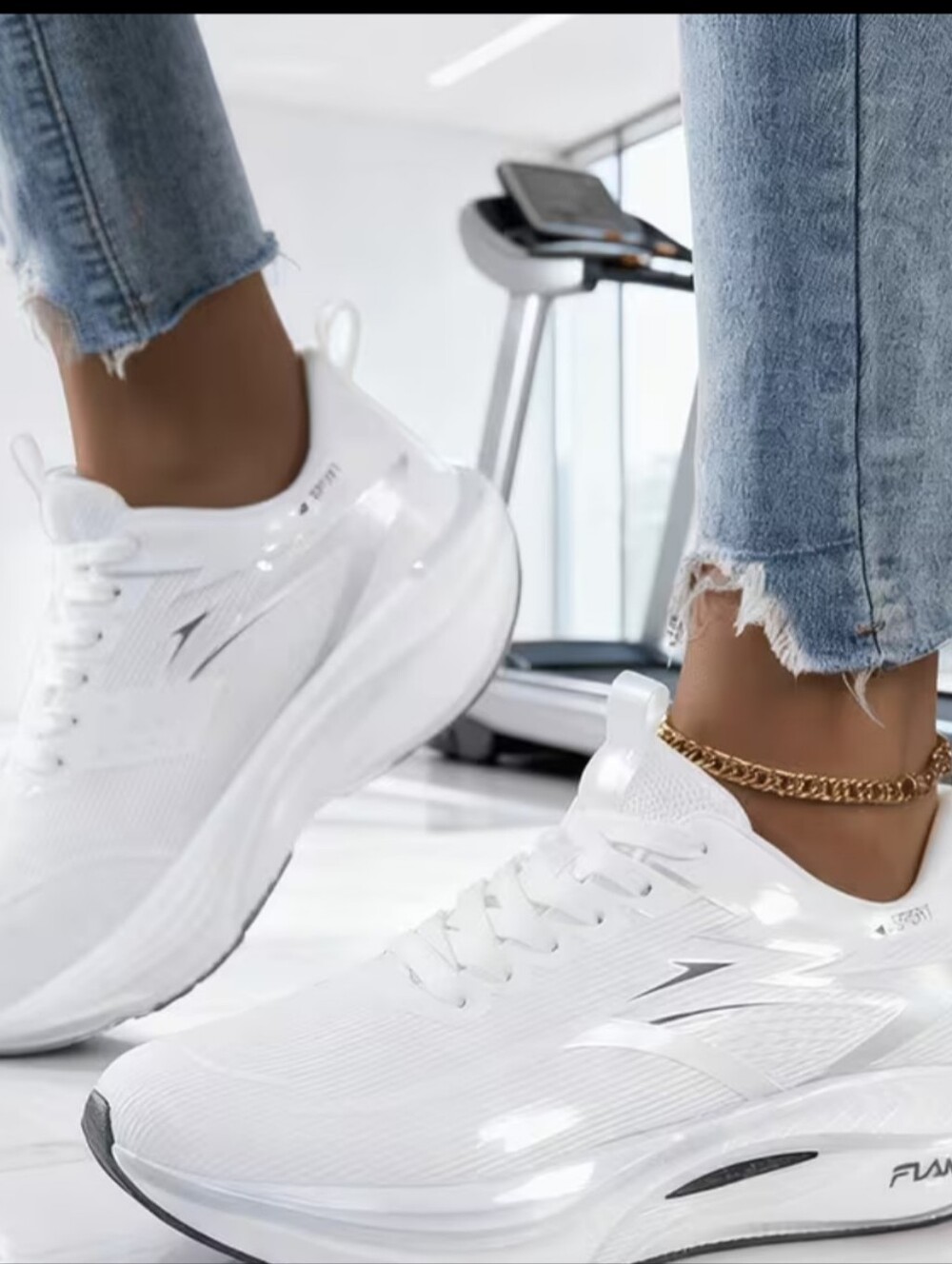 White Women's Platform Athletic Sneakers - Lightweight Casual Trainers